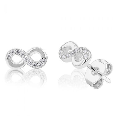 Sterling Silver Cubic Zirconia Infinity Stud Earrings