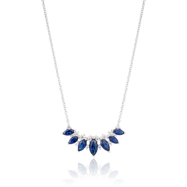 Created Sapphire and Zirconia Sterling Silver+Rhodium Fancy Chain