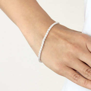 Sterling Silver Spiga 19cm Plaited Bracelet
