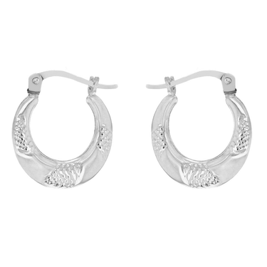 Sterling Silver Patterened Creole Hoop Earrings