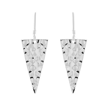 Sterling Silver Hammered Triangle Drop Earrings