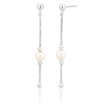 Sterling Silver Fancy Freshwater Pearl Drop Earrings