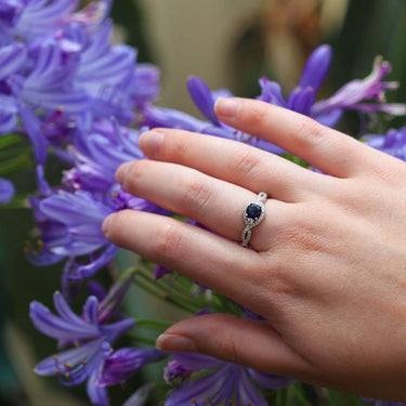 Sterling Silver Created Sapphire and Zirconia Ring