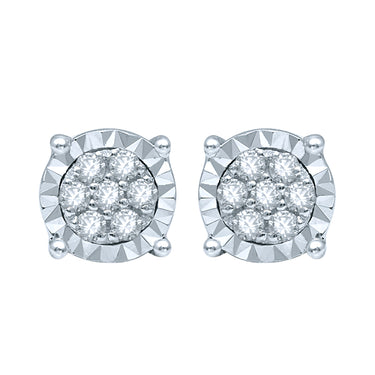 Silver Studs with 14 Diamonds
