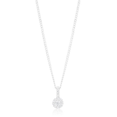 Sterling Silver Cubic Zirconia Cut Halo Pendant