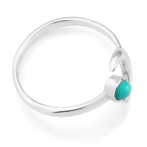 Sterling Silver Created Turquoise and Crescent Moon Ring