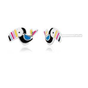 Sterling Silver Toucan Multi Coloured Studs