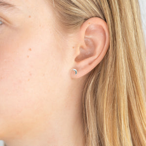 Sterling Silver Star and Crescent Moon Studs