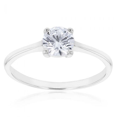 Sterling Silver 6mm 4 Claw Solitaire Zirconia Ring