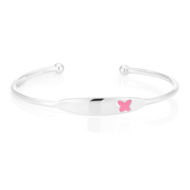 Sterling Silver Pink Butterfly Kids 45mm Bangle