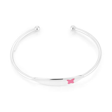 Sterling Silver Pink Butterfly Kids 45mm Bangle