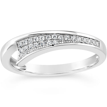 Sterling Silver Fancy Tapered 3 Row Zirconia Ring