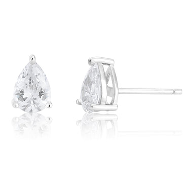 Sterling Silver Zirconia Pear Stud Earrings
