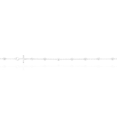 Sterling Silver Bead and Cross 19cm BR SS