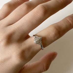 Sterling Silver Marquise Shaped Diamond Ring