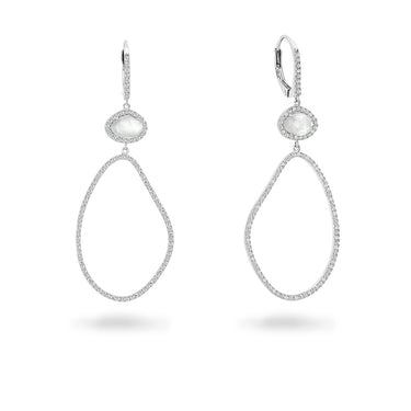 Sterling Silver Georgini Zirconia Oblong Drop Earrings