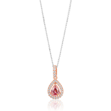 Sterling Silver Rose Plated Zirconia Pear Pendant