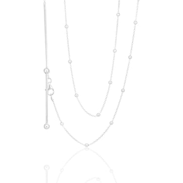 Sterling Silver 41cm + 8cm Extender Alternate Ball and Chain Necklet