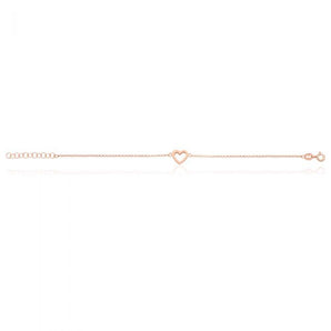 Sterling Silver and Rose Plated 18cm Heart Bracelet