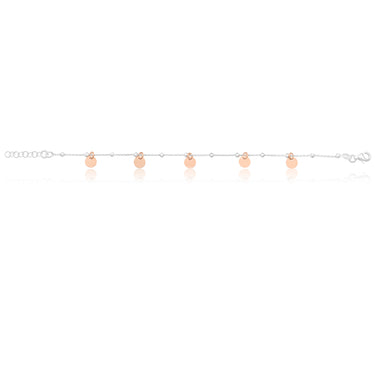 Sterling Silver Rose Gold Plated Multi-Disc Charm Bracelet