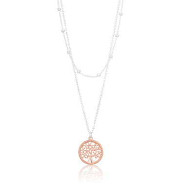 Sterling Silver and Rose Gold Plated Tree of Life Pendant with Chain