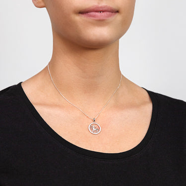 Sterling Silver Cubic Zirconia Sagitarius Horoscope Round 19mm x 26mm Pendant