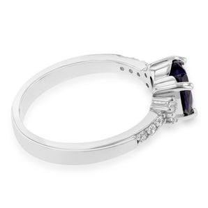 Sterling Silver Purple and White Zirconia Heart Ring