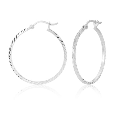 Sterling Silver 30mm Fancy Hoop Earrings