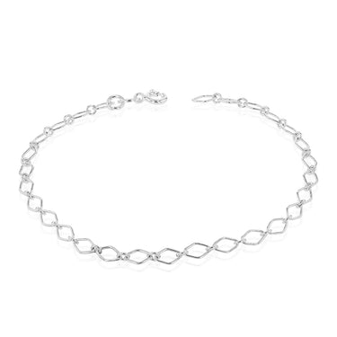 Sterling Silver 20cm Fancy Diamond Shaped Bracelet