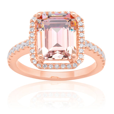 Sterling Silver and Rose Plated Zirconia Ring  *NO RESIZE*