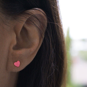Sterling Silver Pink Epoxy Stud Earrings