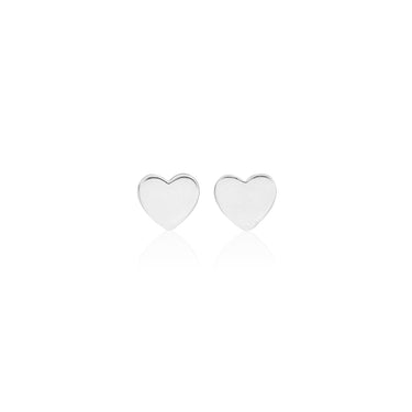 Sterling Silver Plain Heart Stud Earrings