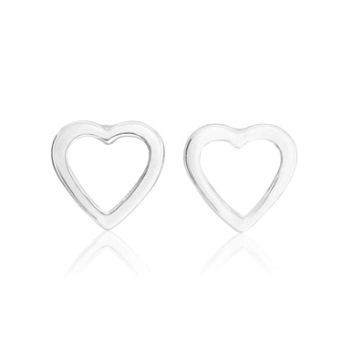 Sterling Silver Open Heart Stud Earrings