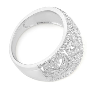 Sterling Silver Hearts Diamond Ring with 1 Brilliant Cut Diamond