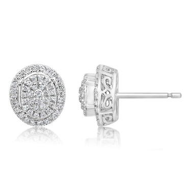 Sterling Silver 35 Points Diamond Stud Earrings