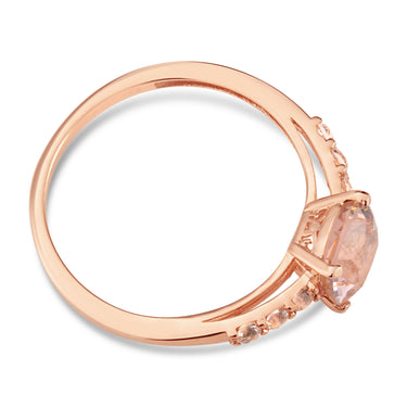 Sterling Silver Simulated Morganite and Zirconia Ring