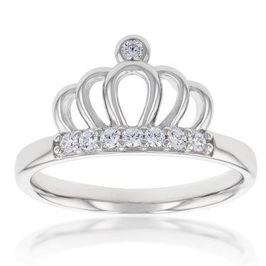 Sterling Silver Zirconia Crown Ring