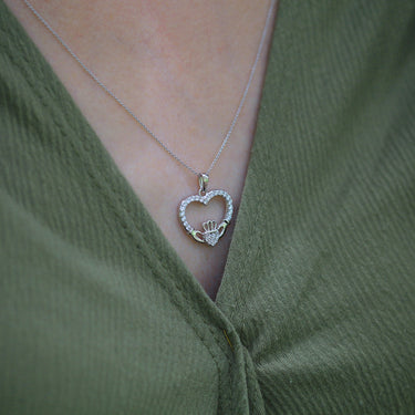 Sterling Silver Zirconia Claddagh Pendant