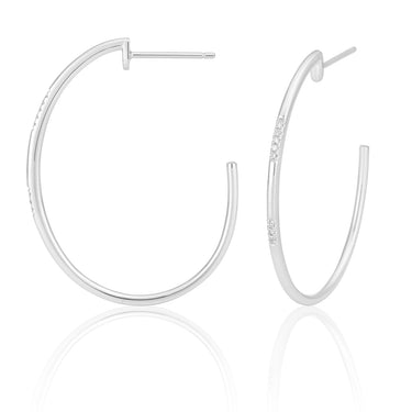 Sterling Silver 0.04 Carat Diamond Hoop Earrings with 16 Brilliant Cut Diamonds