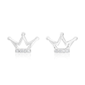 Sterling Silver 3 Point Crown Stud Earrings