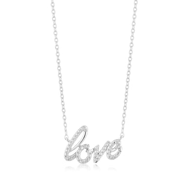 Sterling Silver Love Diamond Pendant with 1 Brilliant Cut Diamond on 45cm Chain