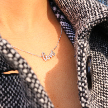 Sterling Silver Love Diamond Pendant with 1 Brilliant Cut Diamond on 45cm Chain