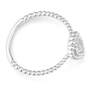 Sterling Silver 0.01 Carat Diamond Pear Shape Ring with 2 Brilliant Cut Diamonds