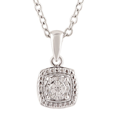 2 Points Diamond Pendant with Brilliant Cut Diamonds in Sterling Silver