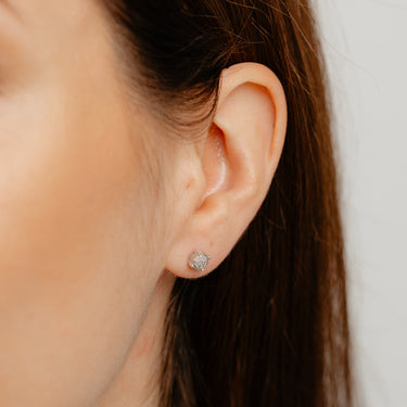 Diamond Stud Earrings set with 14 Brilliant Diamonds in Sterling Silver