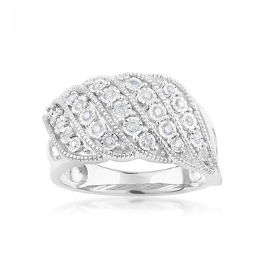 1/5 Carat Diamond Ring with 25 Brilliant Diamonds in Sterling Silver