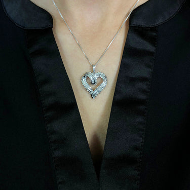 Sterling Silver 1/2 Carat Heart Diamond Pendant on 45cm Chain