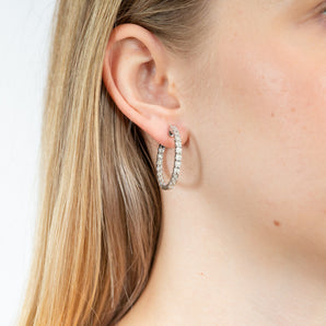 Sterling Silver 1/2 Carat Diamond Hoop Earrings