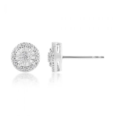 Sterling Silver Diamond Stud Earrings