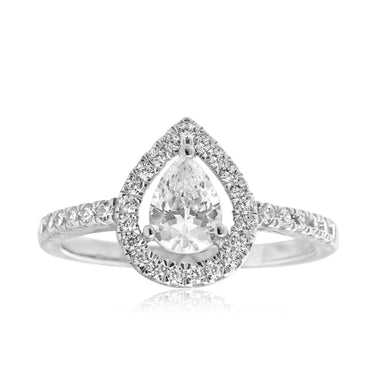 Sterling Silver Zirconia Pear Halo Ring *Resize 1-2 Sizes Up*